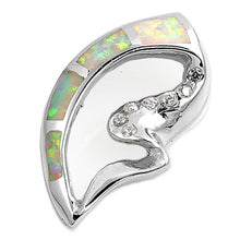 Load image into Gallery viewer, Sterling Silver Elgant Style with White Lab Opal and Clear CZ StoneAnd Pendant Height of 22MM