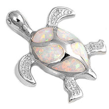 Load image into Gallery viewer, Sterling Silver Turtle Shape White Lab Opal PendantAnd Pendant Height 27mm