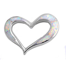 Load image into Gallery viewer, Sterling Silver Heart Shape White Lab Opal PendantAnd Pendant Height 23mm