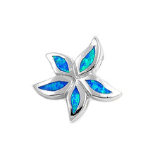 Load image into Gallery viewer, Sterling Silver Rhodium Plated Blue Lab Opal Flower Shaped Pendant