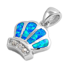 Load image into Gallery viewer, Sterling Silver Modish Elegant Style Blue Lab Opal Crown wit Round Clear CZ Stone PendantAnd Pendant Height of 13MM