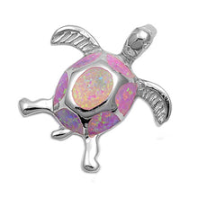 Load image into Gallery viewer, Sterling Silver Turtle Shape Pink Lab Opal PendantAnd Pendant Height 30mm