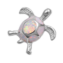 Load image into Gallery viewer, Sterling Silver Turtle Shape White Lab Opal PendantAnd Pendant Height 30mm
