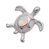 Sterling Silver Turtle Shape White Lab Opal PendantAnd Pendant Height 30mm