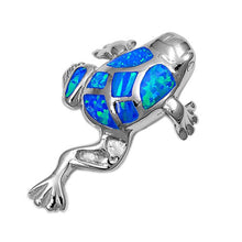 Load image into Gallery viewer, Sterling Silver Frog Shape Blue Lab Opal PendantAnd Pendant Height 31mm