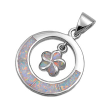 Load image into Gallery viewer, Sterling Silver Plumeria Shape White Lab Opal PendantAnd Pendant Height 25mm