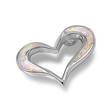 Load image into Gallery viewer, Sterling Silver Trendy White Opal Open Cut Heart Pendant with Pendant Height of 17MM