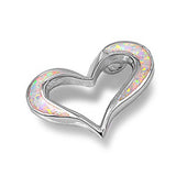 Sterling Silver Trendy White Opal Open Cut Heart Pendant with Pendant Height of 17MM