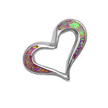 Load image into Gallery viewer, Sterling Silver Trendy Pink Opal Open Cut Heart Pendant with Pendant Height of 17MM