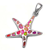 Sterling Silver Stylish Fancy Starfish with Pink Opal PendantAnd Pendant Height of 22MM