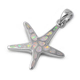 Sterling Silver Stylish Fancy Starfish with White Opal PendantAnd Pendant Height of 22MM