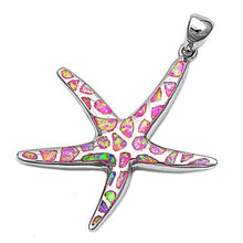 Load image into Gallery viewer, Sterling Silver Starfish Shape Pink Lab Opal PendantAnd Pendant Height 41mm