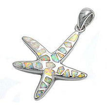 Load image into Gallery viewer, Sterling Silver Starfish Shape White Lab Opal PendantAnd Pendant Height 28mm