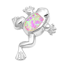 Load image into Gallery viewer, Sterling Silver Stylish Frog with Pink Lab Opal Pendant with Pendant Height of 27MM