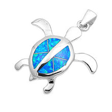 Load image into Gallery viewer, Sterling Silver Modish Turtle with Blue Lab Opal PendantAnd Pendant Height of 25MM