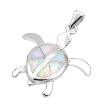Load image into Gallery viewer, Sterling Silver Modish Turtle with White Lab Opal PendantAnd Pendant Height of 25MM