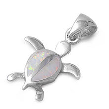 Load image into Gallery viewer, Sterling Silver Modish Small Turtle with White Lab Opal PendantAnd Pendant Height of 20MM