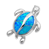 Sterling Silver Modish Turtle with Blue Lab Opal PendantAnd Pendant Height of 20MM