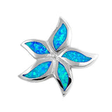 Sterling Silver Modish Blue Lab Opal Starfish Pendant with Pendant Height of 25MM