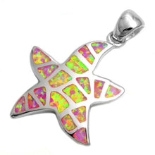 Load image into Gallery viewer, Sterling Silver Starfish Shape Pink Lab Opal PendantAnd Pendant Height 22mm