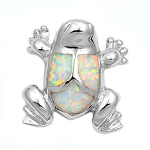 Load image into Gallery viewer, Sterling Silver Stylish Frog with White Lab Opal PendantAnd Pendant Height of 20MM