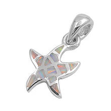 Load image into Gallery viewer, Sterling Silver Starfish Shape White Lab Opal PendantAnd Pendant Height 13mm