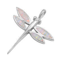 Load image into Gallery viewer, Sterling Silver Dragonfly Shape Pink Lab Opal PendantAnd Pendant Height 31mm