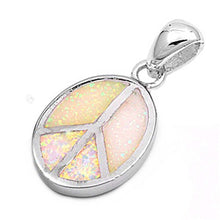 Load image into Gallery viewer, Sterling Silver Peace Sign Shape White Lab Opal PendantAnd Pendant Height 18mm