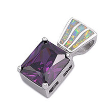 Load image into Gallery viewer, Sterling Silver Amethyst Rectangle Shape White Lab Opal PendantAnd Pendant Height 23mm