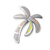 Sterling Silver Modish White Lab Opal Palm Tree Pendant with Pendant Height of 23MM