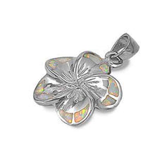 Load image into Gallery viewer, Sterling Silver Plumeria Shape White Lab Opal PendantAnd Pendant Height 20mm
