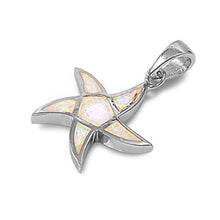 Load image into Gallery viewer, Sterling Silver Trendy Modish White Lab Opal Starfish Pendant with Pendant Height of 19MM