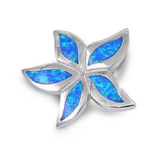 Load image into Gallery viewer, Sterling Silver Flower Shape Blue Lab Opal PendantAnd Pendant Height 21mm