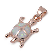 Load image into Gallery viewer, Sterling Silver Stylish Modern Turtle with White Lab Opal Rose Gold Plated PendantAnd Pendant Height of 19MM