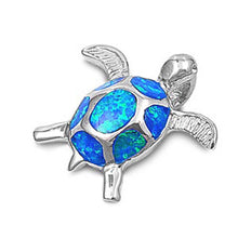 Load image into Gallery viewer, Sterling Silver Stylish Turtle with Blue Lab Opal PendantAnd Pendant Height of 18MM