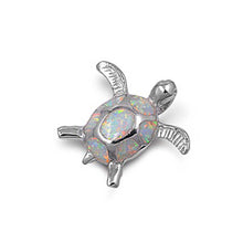 Load image into Gallery viewer, Sterling Silver Stylish Turtle with White Lab Opal PendantAnd Pendant Height of 18MM