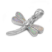Load image into Gallery viewer, Sterling Silver Modish Dragonfly with White Lab Opal PendantAnd Pendant Height of 19MM