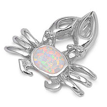 Load image into Gallery viewer, Sterling Silver Stylish Crab with White Lab Opal PendantAnd Pendant Height of 22MM