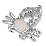 Sterling Silver Stylish Crab with White Lab Opal PendantAnd Pendant Height of 22MM