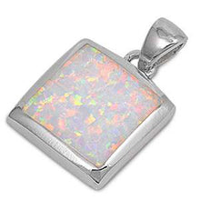 Load image into Gallery viewer, Sterling Silver Square Shape White Lab Opal PendantAnd Pendant Height 17mm