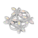 Sterling Silver Fancy White Lab Opal Four Dragonflies Pendant with Pendant Height of 18MM