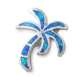 Sterling Silver Modish Blue Lab Opal Palm Tree Pendant with Pendant Height of 22MM