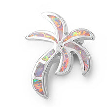 Load image into Gallery viewer, Sterling Silver Modish White Lab Opal Palm Tree Pendant with Pendant Height of 22MM