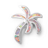 Sterling Silver Modish White Lab Opal Palm Tree Pendant with Pendant Height of 22MM