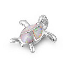 Load image into Gallery viewer, Sterling Silver Turtle Shape White Lab Opal PendantAnd Pendant Height 18mm