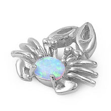 Load image into Gallery viewer, Sterling Silver Stylish Crab with White Lab Opal PendantAnd Pendant Height of 18MM
