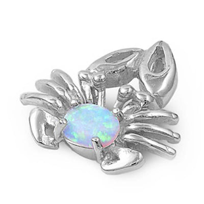 Sterling Silver Stylish Crab with White Lab Opal PendantAnd Pendant Height of 18MM