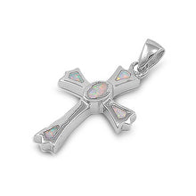 Load image into Gallery viewer, Sterling Silver Cross Shape White Lab Opal PendantAnd Pendant Height 23mm