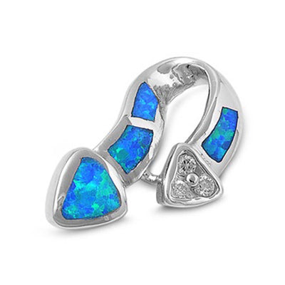 Sterling Silver Arrow Shaped Blue Lab Opal with Clear CZ Stone PendantAnd Pendant Height of 27MM