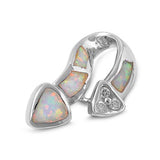 Sterling Silver Arrow Shaped White Lab Opal with Clear CZ Stone PendantAnd Pendant Height of 27MM